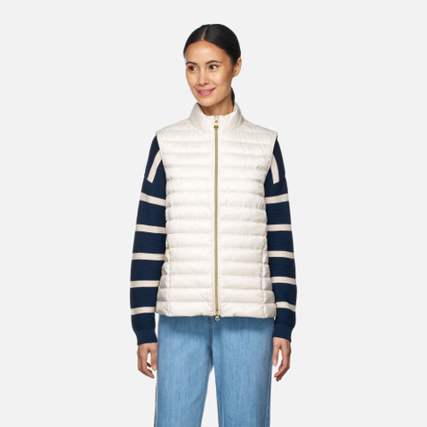 Sleeveless down jacket JAYSEN WOMAN Moonlight sand - image number 1 | GEOX
