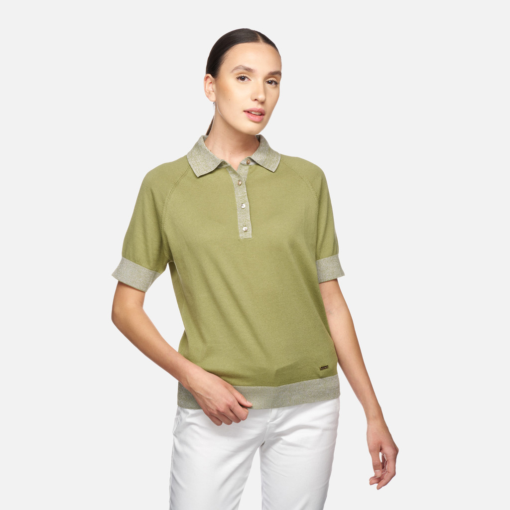 Polo shirt KNIT WOMAN Sage - image number 3 | GEOX