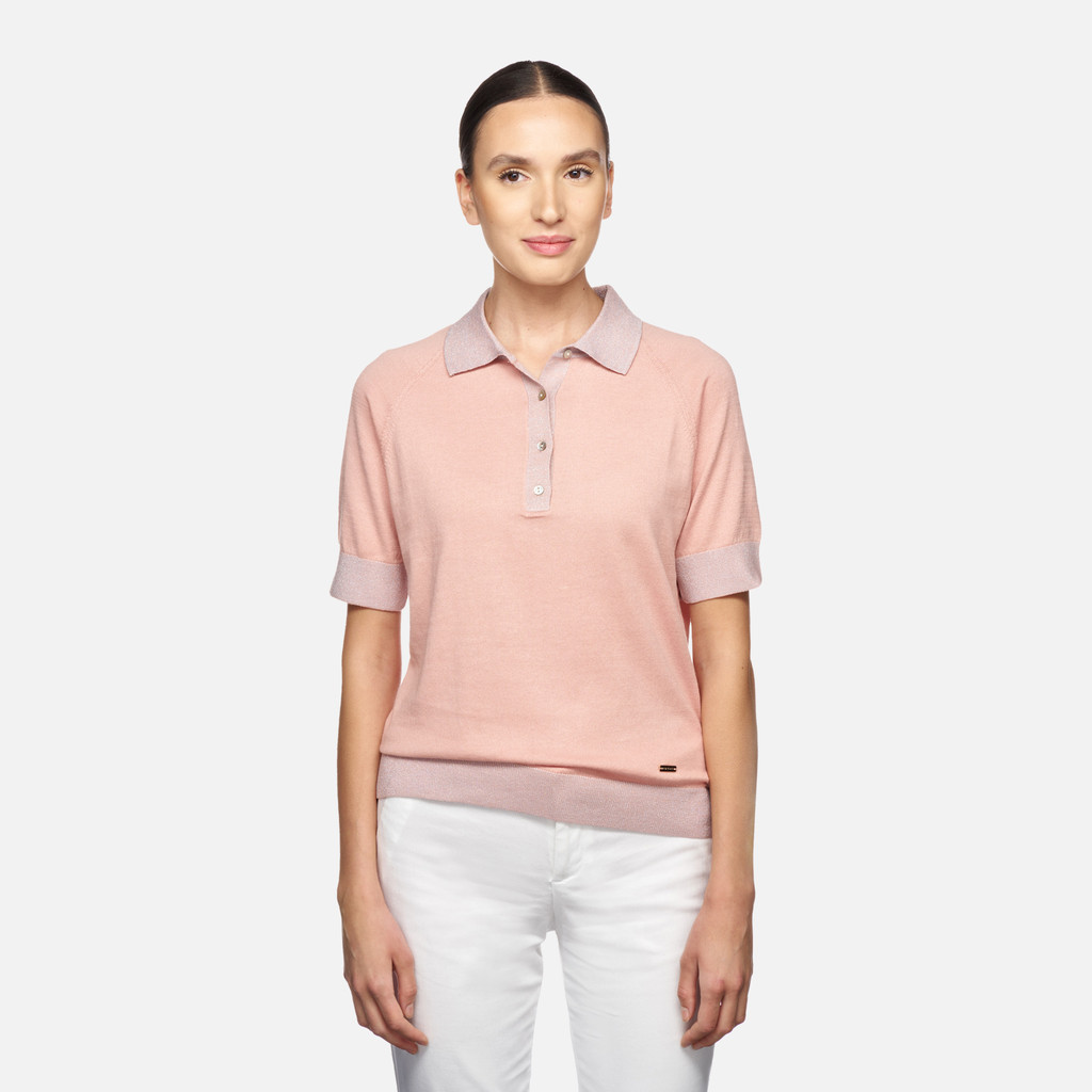 polo shirt KNIT WOMAN Misty Rose - image number 1 | GEOX