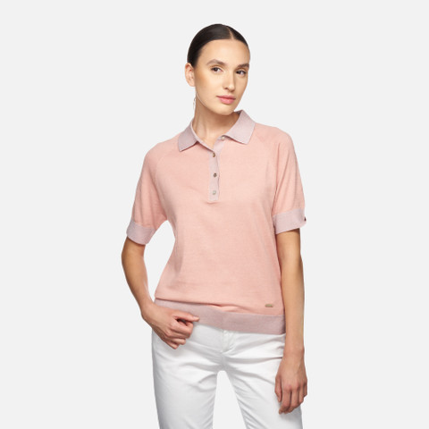 polo shirt KNIT WOMAN Misty Rose - image number 3 | GEOX