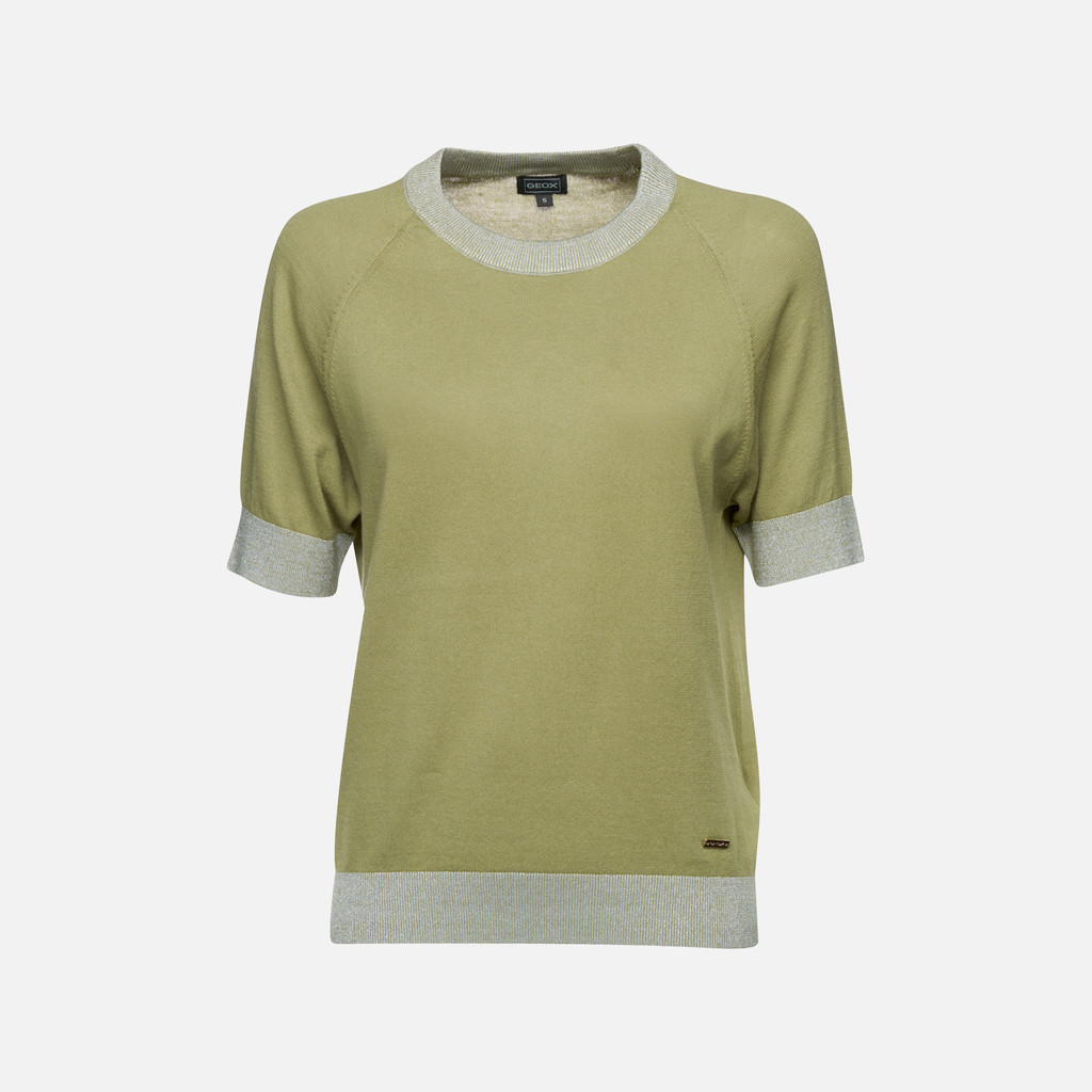 t-shirt KNIT WOMAN Sage - image number 0 | GEOX