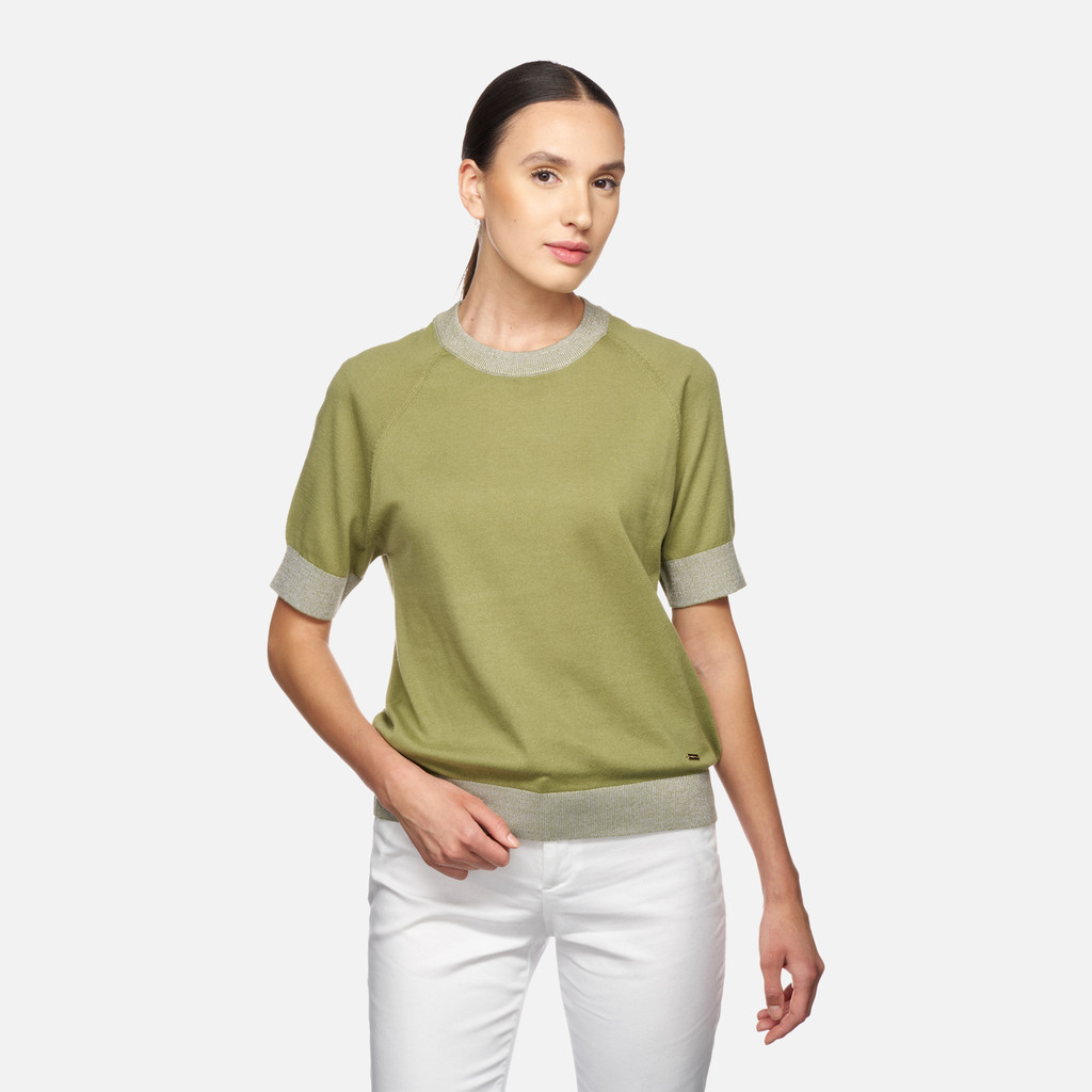 t-shirt KNIT WOMAN Sage - image number 3 | GEOX