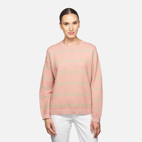 Crew-neck sweater KNIT WOMAN Misty rose/Oxford tan - image number 1 | GEOX