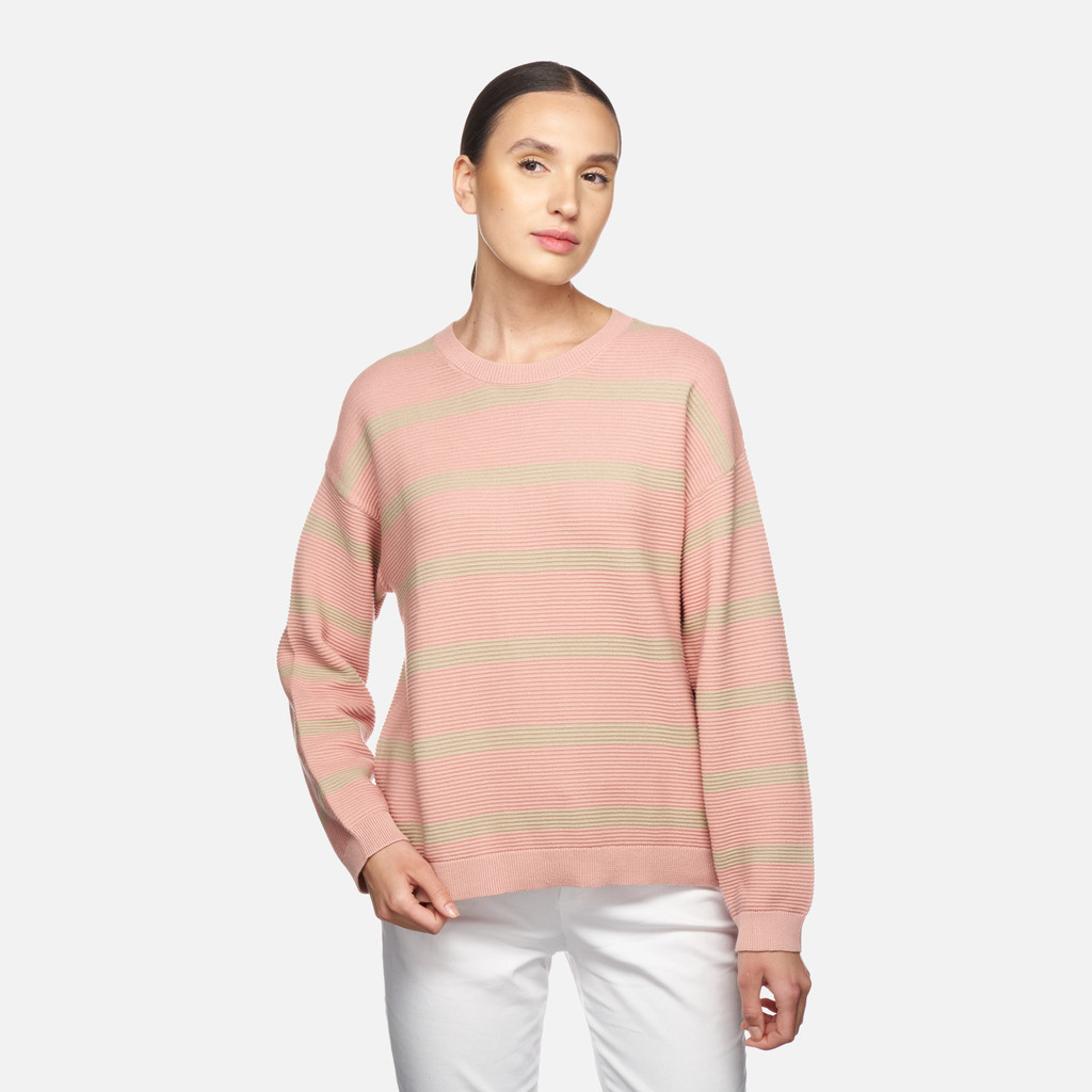 Crew-neck sweater KNIT WOMAN Misty rose/Oxford tan - image number 3 | GEOX