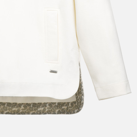 Sweat-shirt à capuche SWEATER FEMME Blanc cassé - image number 8 | GEOX