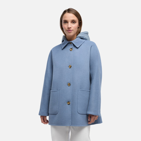 Manteau court RAWELLE FEMME Bleu poussiéreux - image number 1 | GEOX