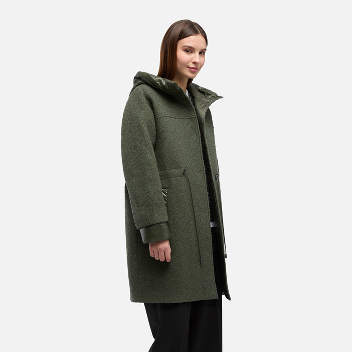 Manteau long KLEOPY FEMME Vert militaire | GEOX