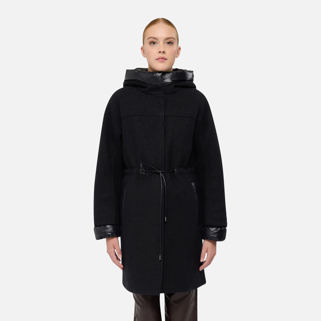 Long coat KLEOPY WOMAN Black - image number 1 | GEOX