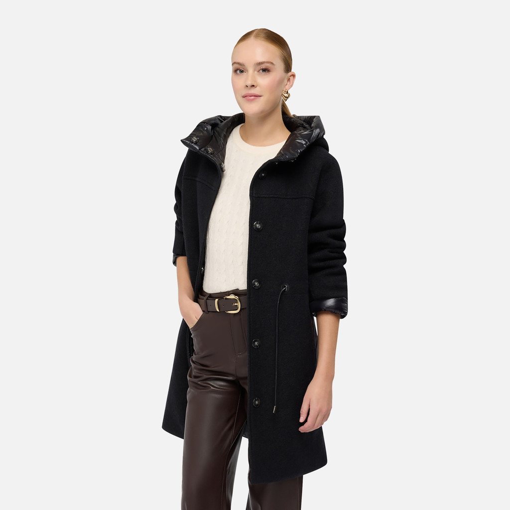 Long coat KLEOPY WOMAN Black - image number 3 | GEOX