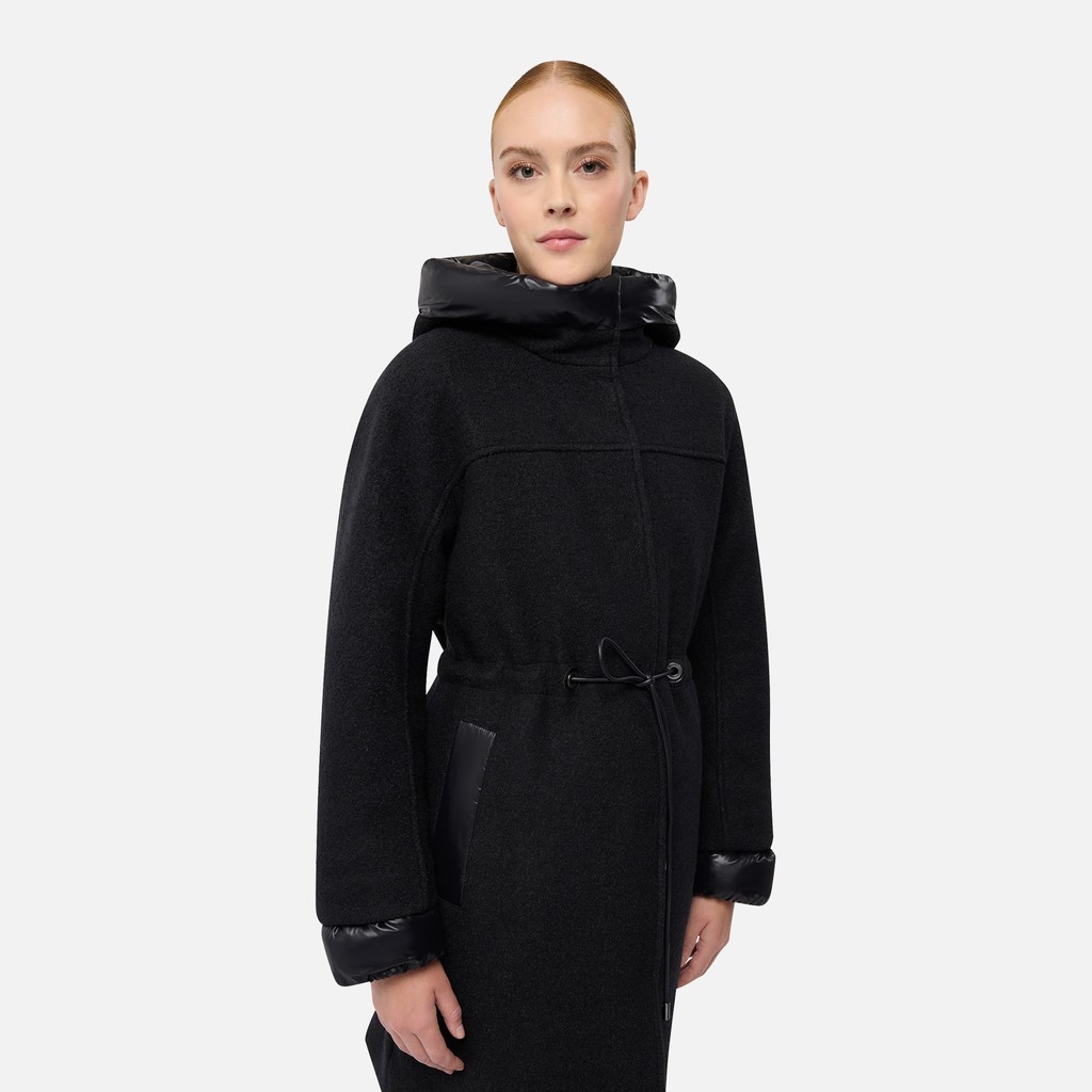 Long coat KLEOPY WOMAN Black - image number 3 | GEOX