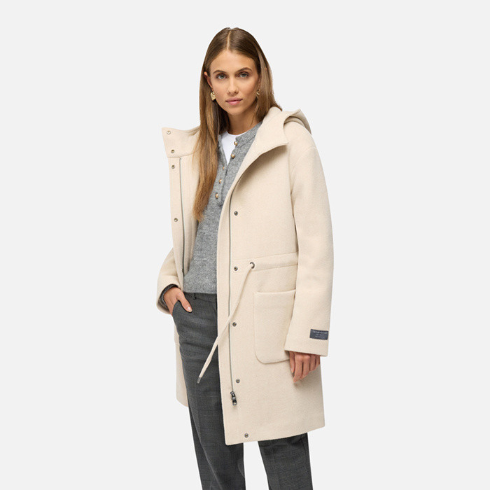 Woollen coats GRAISY WOMAN Cloud Cream | GEOX