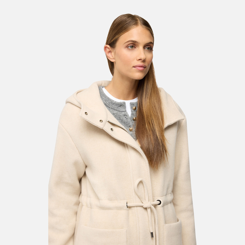 Woollen coats GRAISY WOMAN Cloud Cream - image number 8 | GEOX