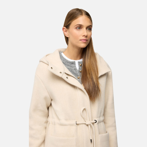 Woollen coats GRAISY WOMAN Cloud Cream - image number 8 | GEOX