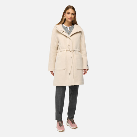 Woollen coats GRAISY WOMAN Cloud Cream - image number 9 | GEOX