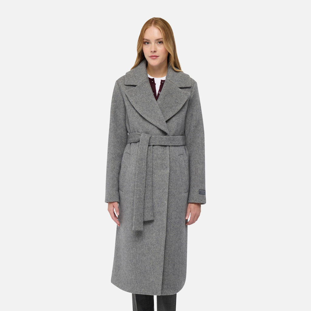 Woollen coats GRAISY WOMAN Charcoal Gray - image number 1 | GEOX