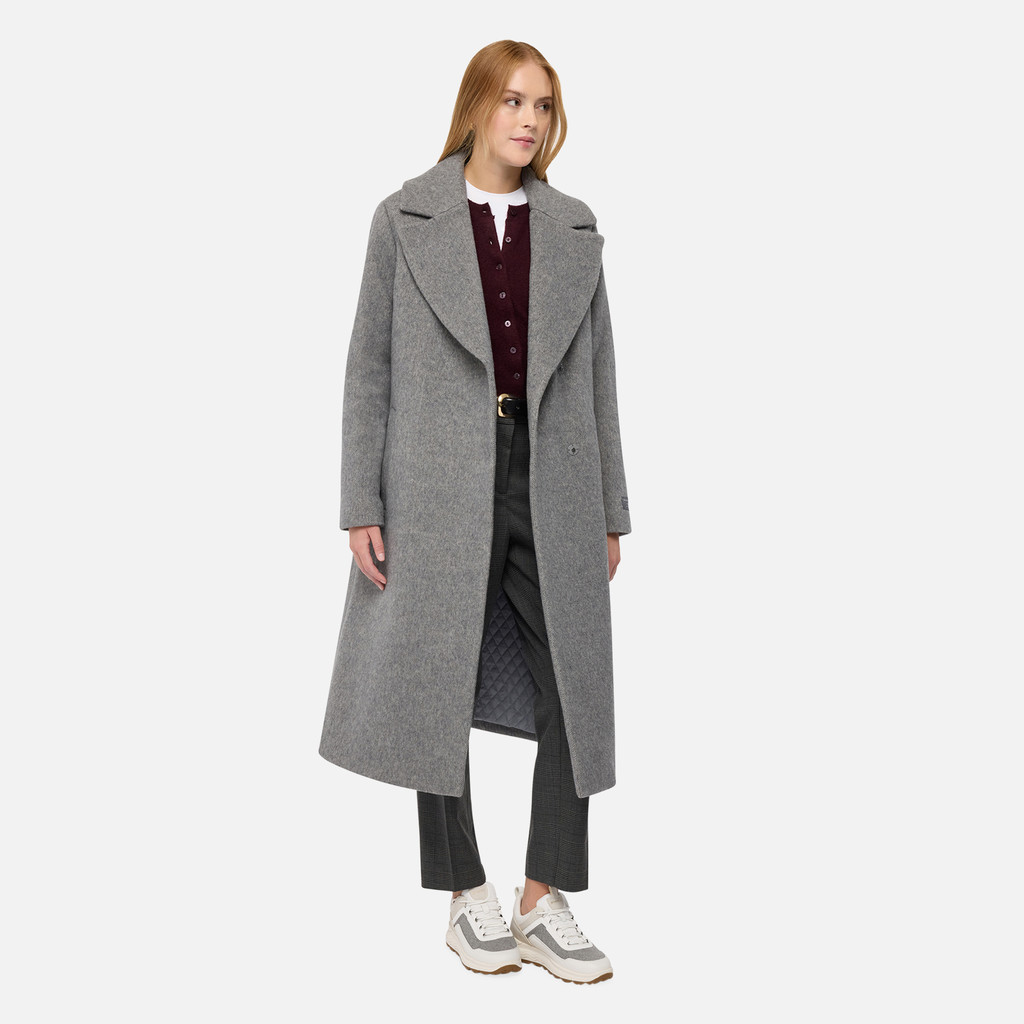 Woollen coats GRAISY WOMAN Charcoal Gray - image number 8 | GEOX