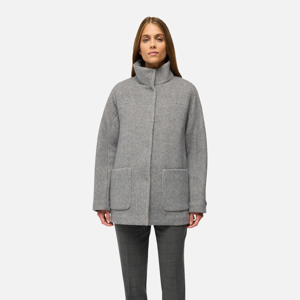 Woollen coats GRAISY WOMAN Charcoal Gray - image number 1 | GEOX