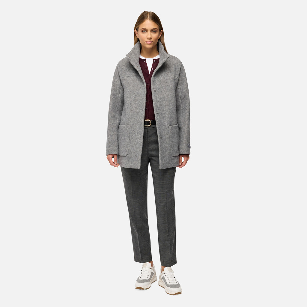 Woollen coats GRAISY WOMAN Charcoal Gray - image number 9 | GEOX