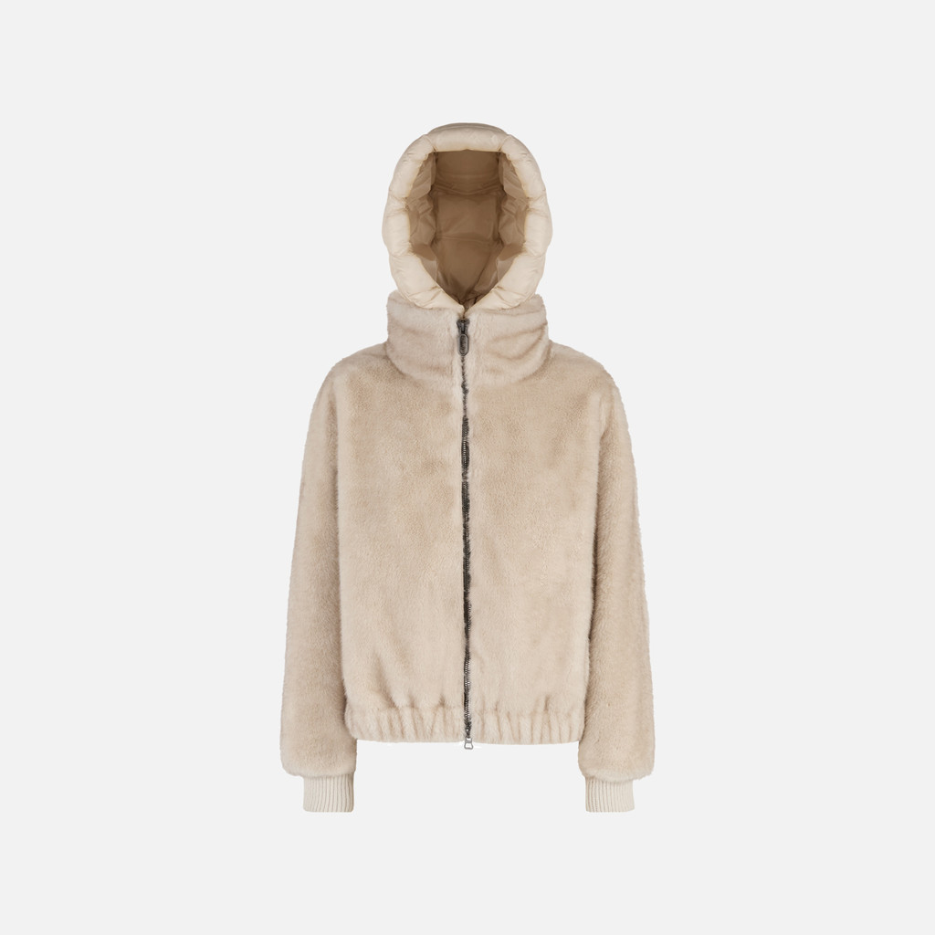 Jacket with hood SPHERICA WOMAN Sand/Mid Moonbeam - image number 0 | GEOX