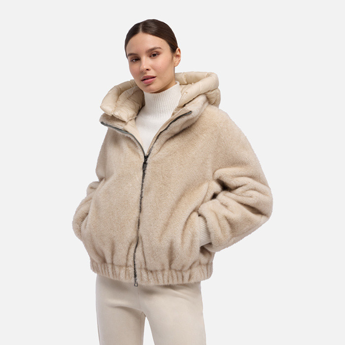 Veste à capuche SPHERICA FEMME Beige/Beige clair | GEOX