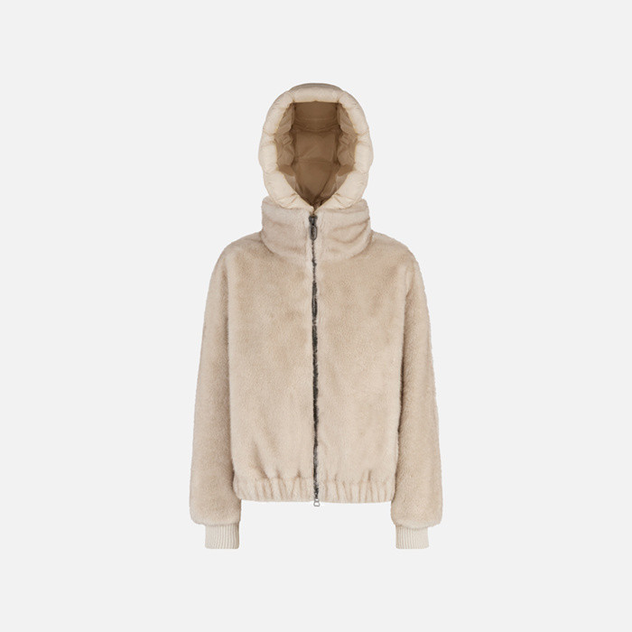 Jacket with hood SPHERICA WOMAN Sand/Mid Moonbeam | GEOX