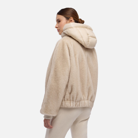 Jacket with hood SPHERICA WOMAN Sand/Mid Moonbeam - image number 5 | GEOX