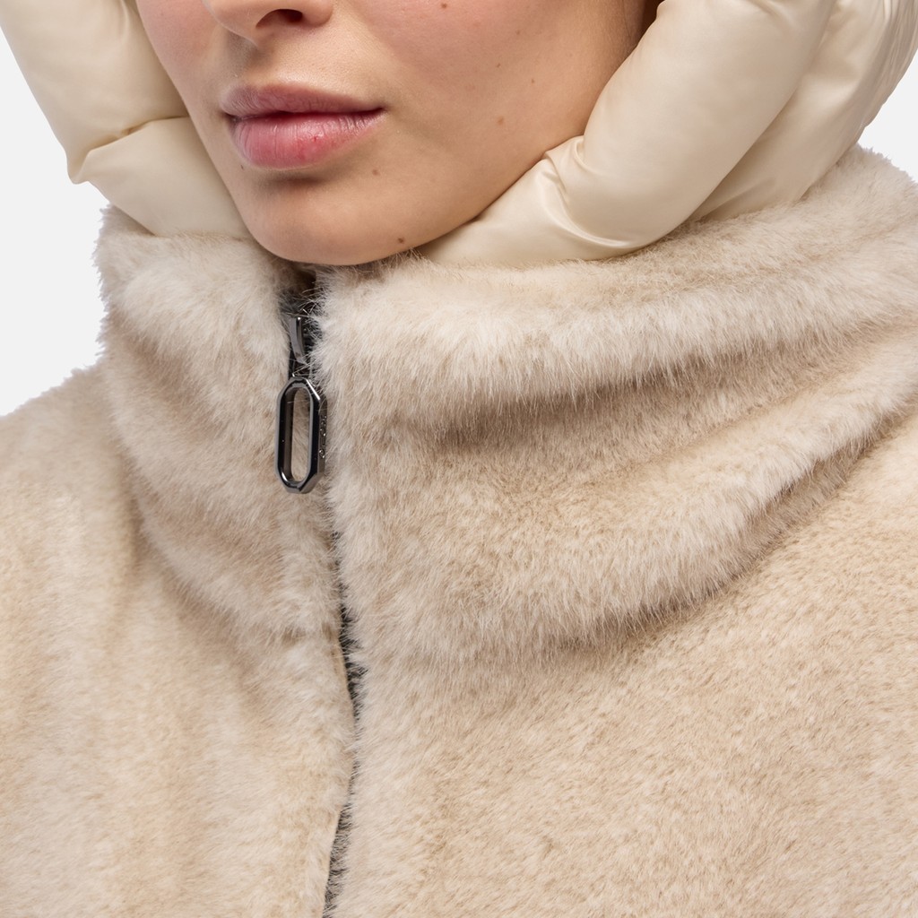 Jacket with hood SPHERICA WOMAN Sand/Mid Moonbeam - image number 5 | GEOX