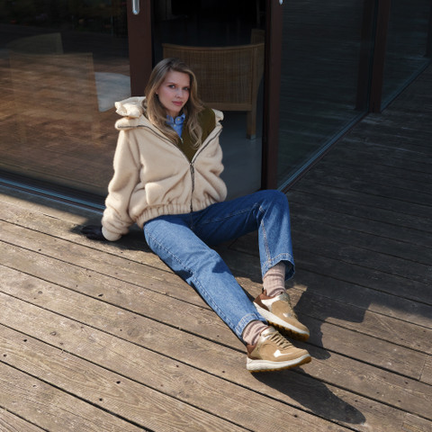 Jacket with hood SPHERICA WOMAN Sand/Mid Moonbeam - image number 9 | GEOX