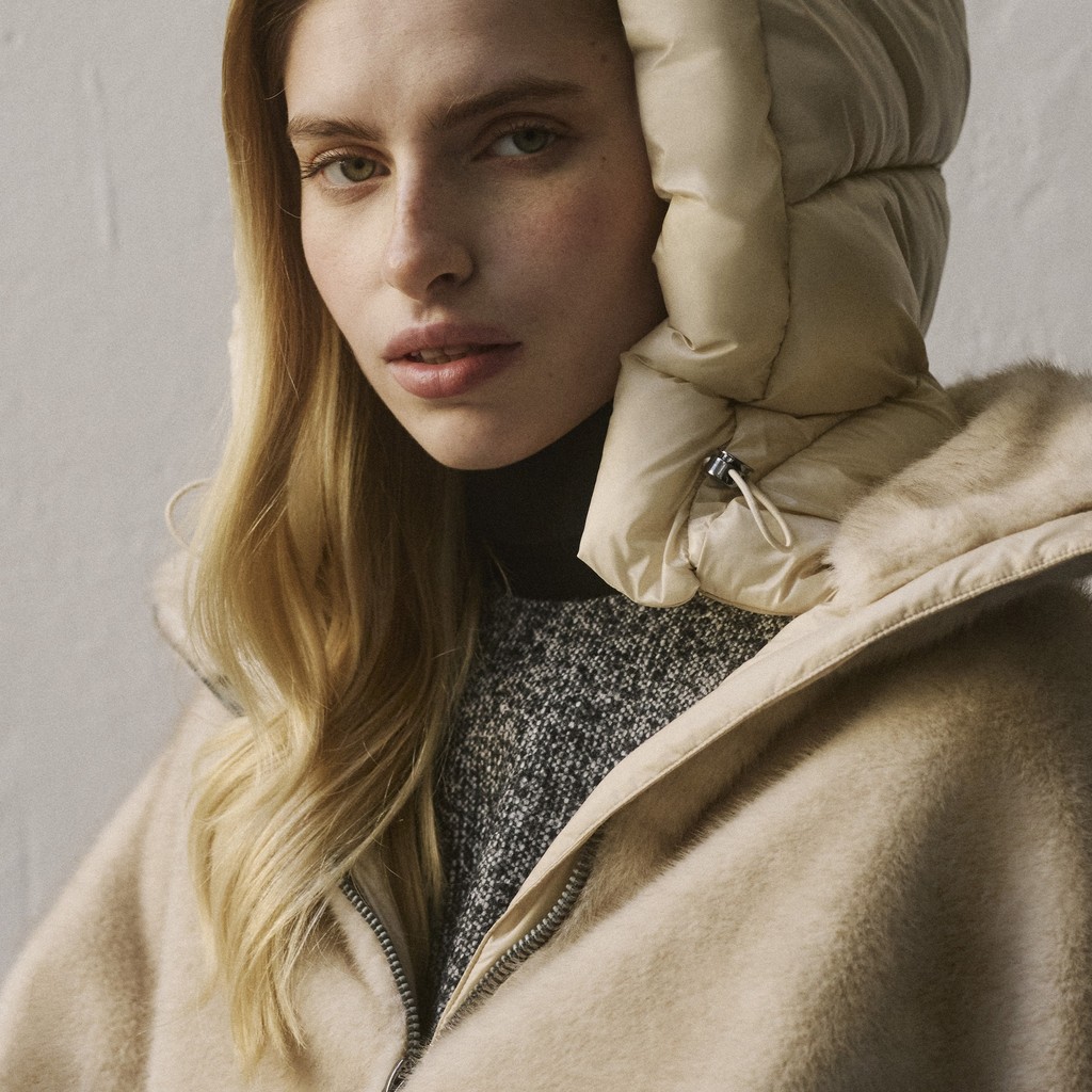 Jacket with hood SPHERICA WOMAN Sand/Mid Moonbeam - image number 12 | GEOX