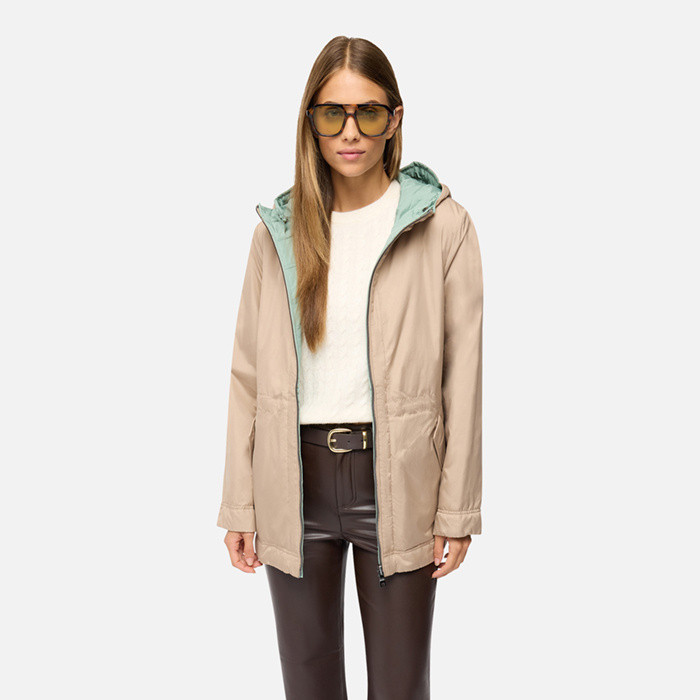 Reversible jacket DORALEA WOMAN Natural/Iceberg green | GEOX