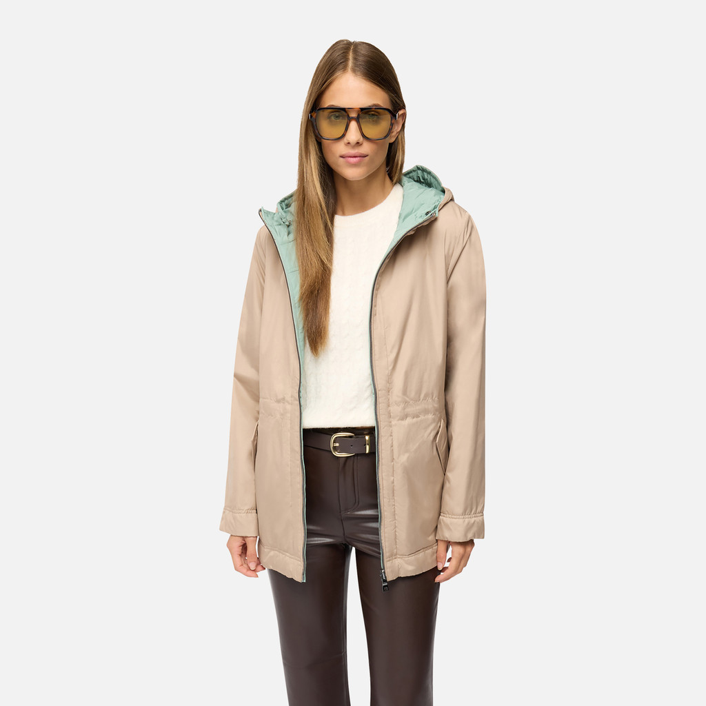 Veste réversible DORALEA FEMME Beige/Vert - image number 3 | GEOX
