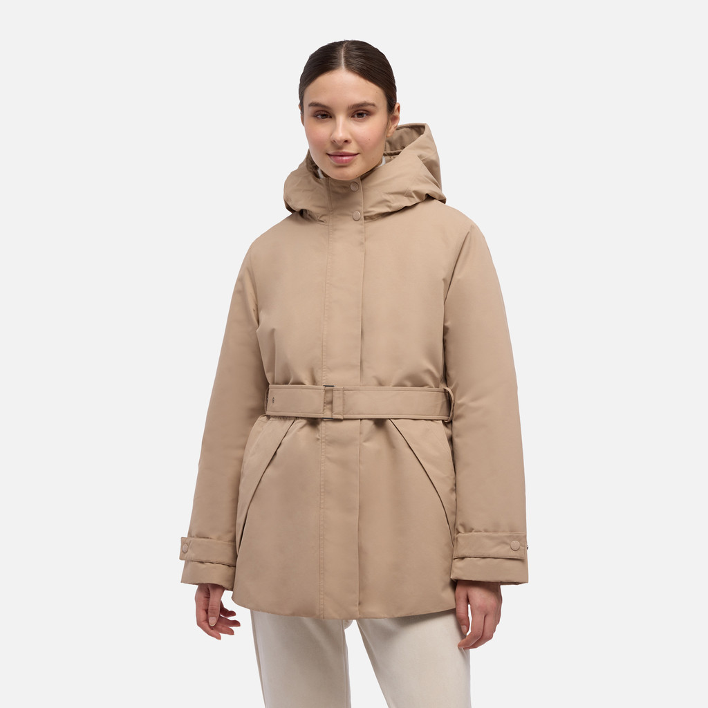 Parka lungo HOARA ABX DONNA Sabbia - image number 1 | GEOX