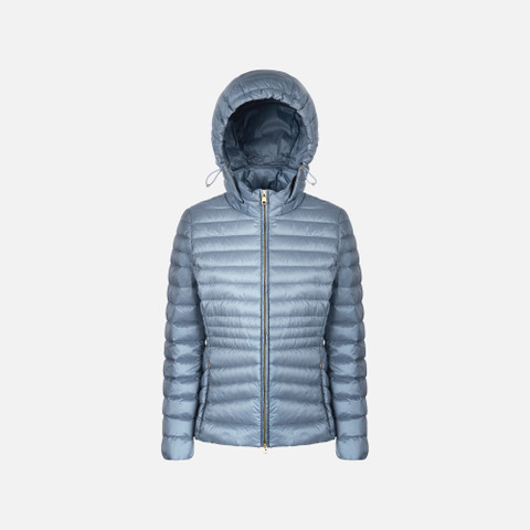 Short down jacket JAYSEN WOMAN Faded denim - image number 0 | GEOX