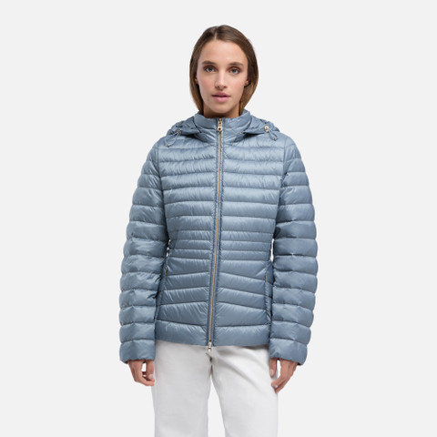 Short down jacket JAYSEN WOMAN Faded denim - image number 1 | GEOX