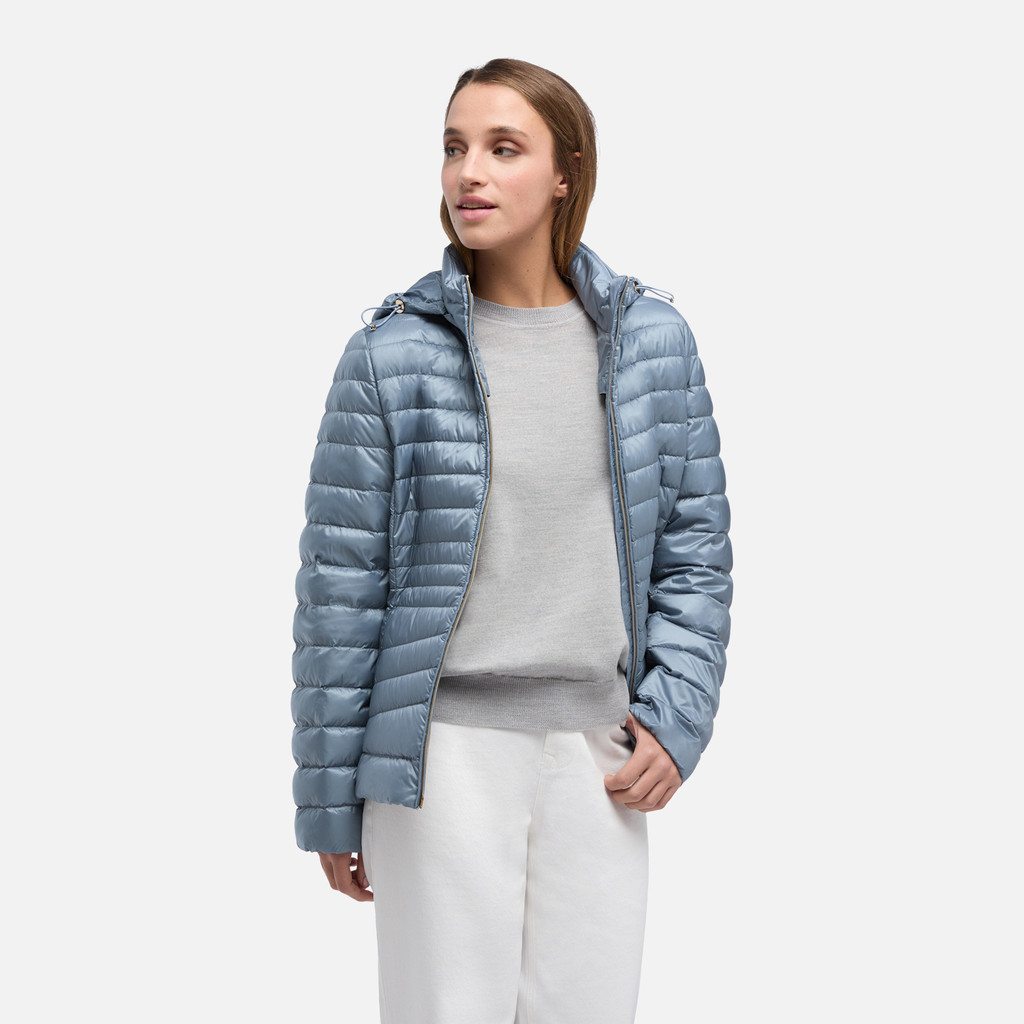 Short down jacket JAYSEN WOMAN Faded denim - image number 3 | GEOX