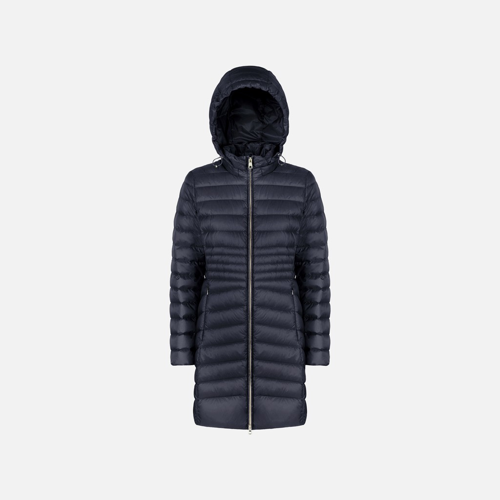 Full-length quilted coat JAYSEN WOMAN Sky captain - image number 4 | GEOX
