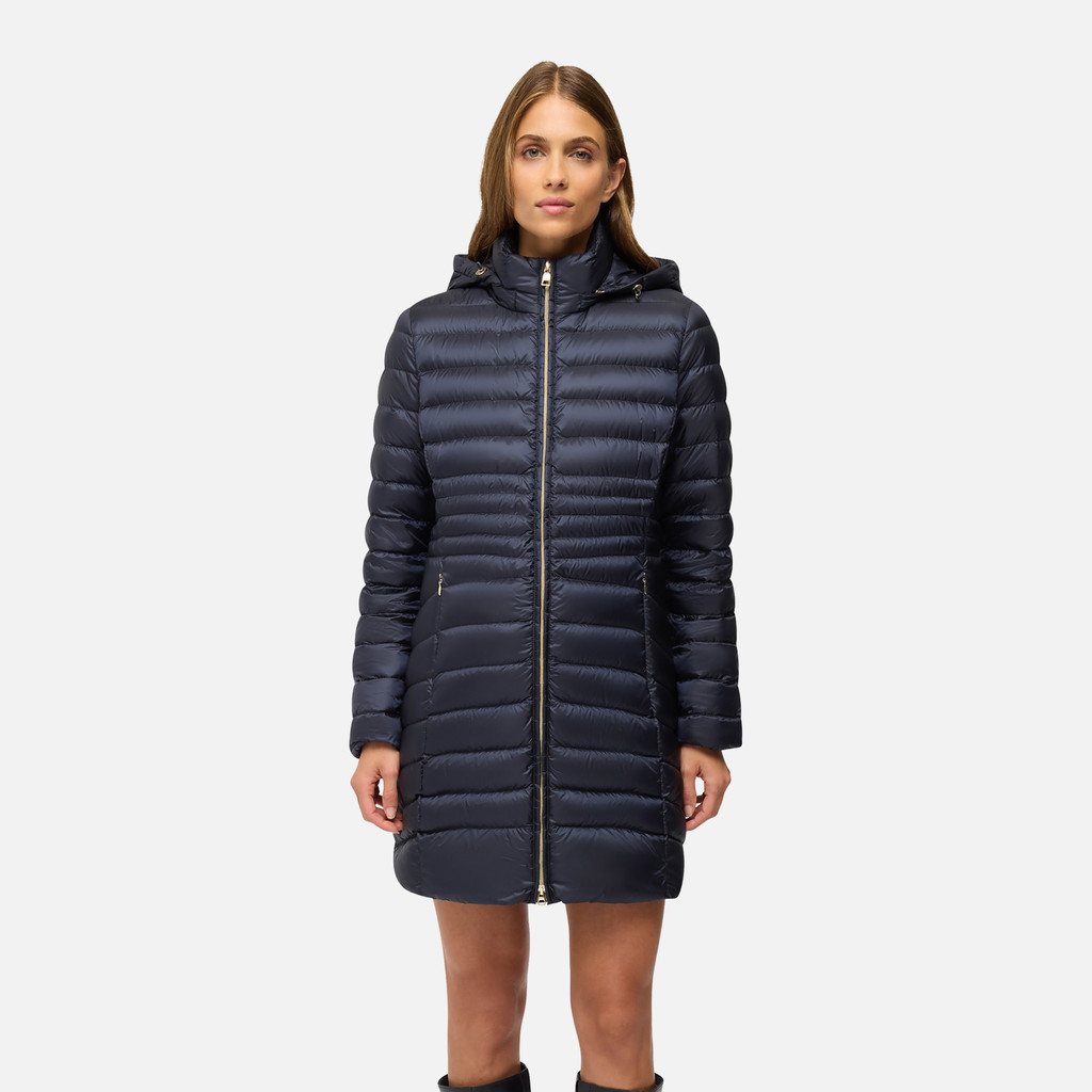 Full-length quilted coat JAYSEN WOMAN Sky captain - image number 1 | GEOX