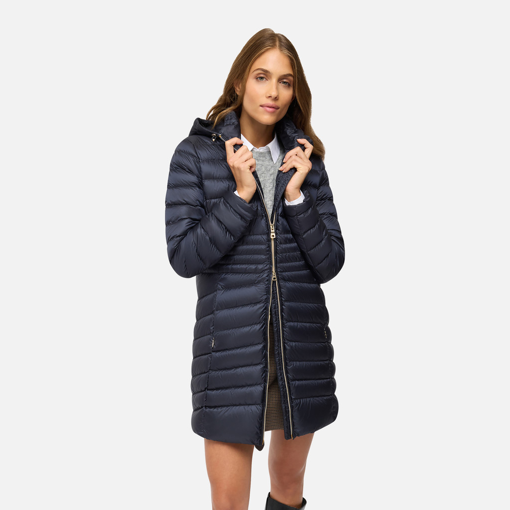 Full-length quilted coat JAYSEN WOMAN Sky captain - image number 0 | GEOX