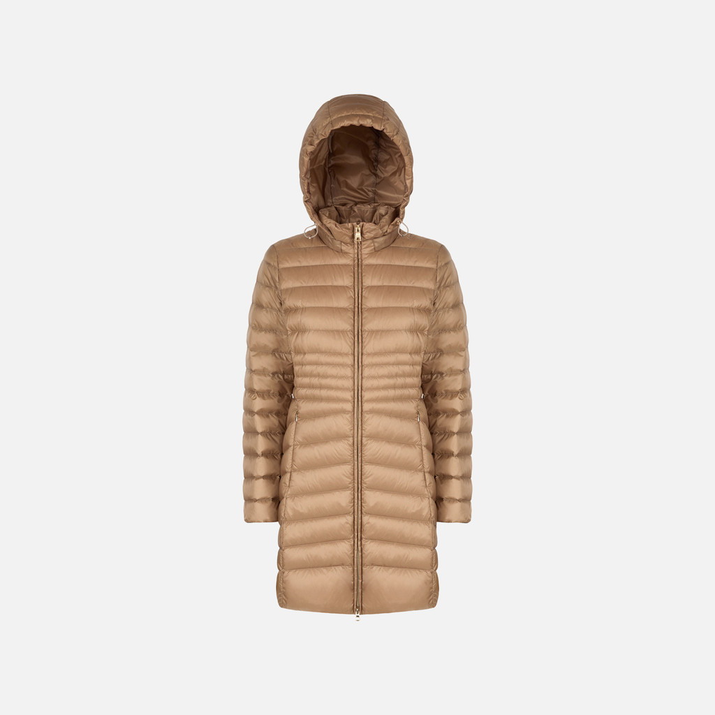 Full-length quilted coat JAYSEN WOMAN Natural - image number 0 | GEOX