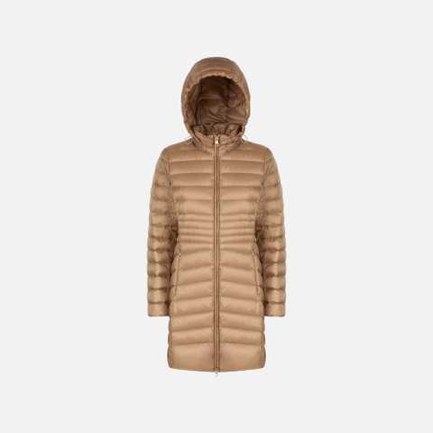 Full-length quilted coat JAYSEN WOMAN Natural - image number 0 | GEOX