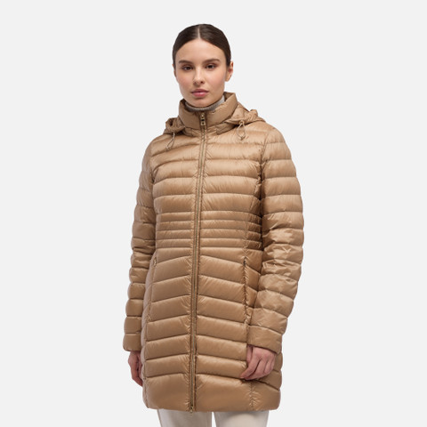 Full-length quilted coat JAYSEN WOMAN Natural - image number 1 | GEOX