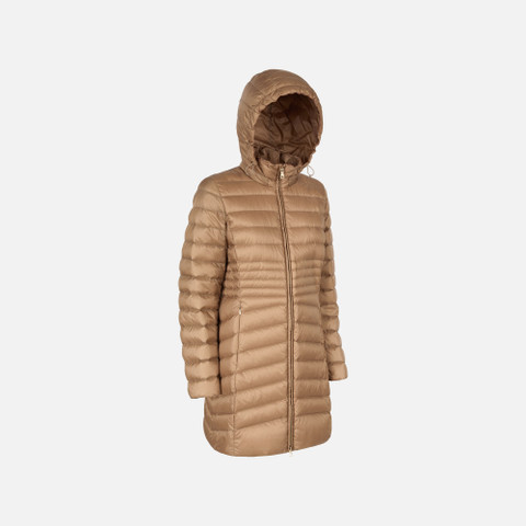 Full-length quilted coat JAYSEN WOMAN Natural - image number 2 | GEOX
