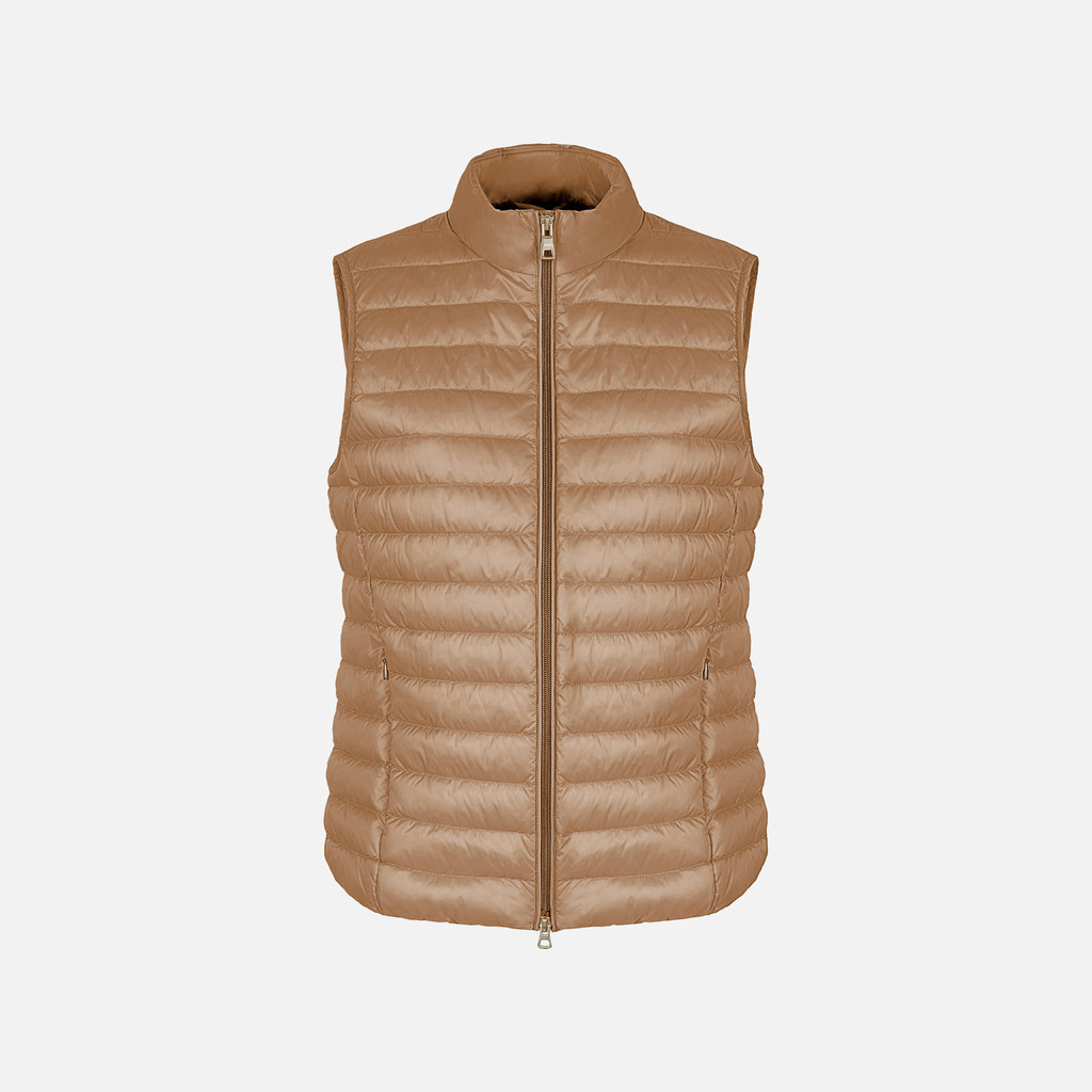 Sleeveless down jacket JAYSEN WOMAN Natural - image number 0 | GEOX