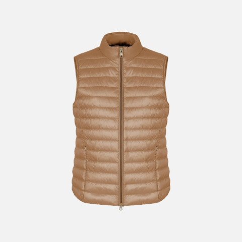 Sleeveless down jacket JAYSEN WOMAN Natural - image number 0 | GEOX