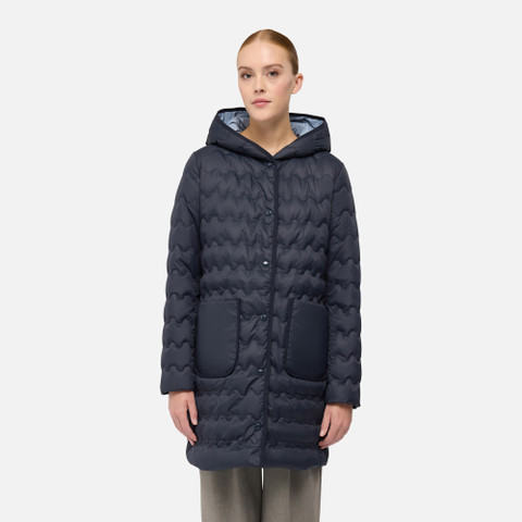 Full-length quilted coat MYLUSE WOMAN Sky captain - image number 1 | GEOX