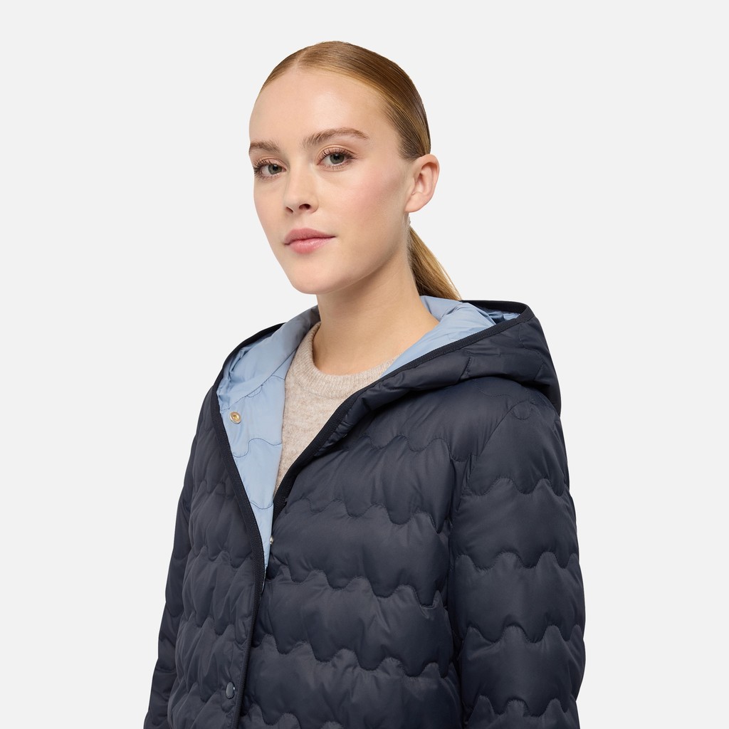 Full-length quilted coat MYLUSE WOMAN Sky captain - image number 3 | GEOX