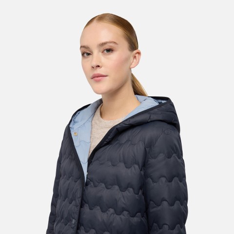 Full-length quilted coat MYLUSE WOMAN Sky captain - image number 3 | GEOX