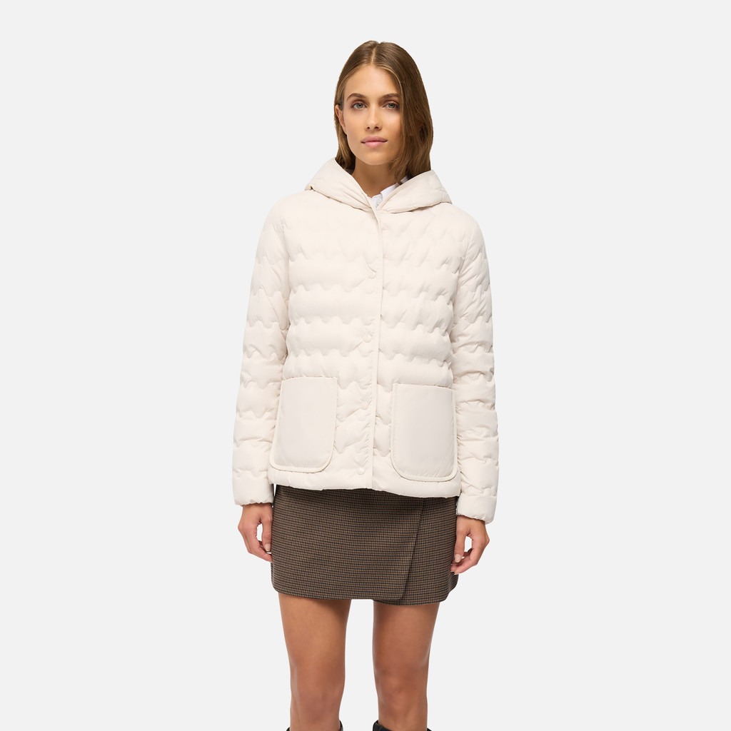 Short down jacket MYLUSE WOMAN Mid Moonbeam - image number 1 | GEOX