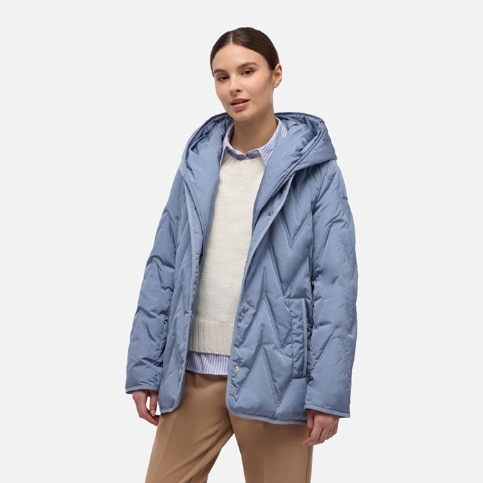 Doudoune courte PLUMMERY FEMME Bleu poussiéreux | GEOX