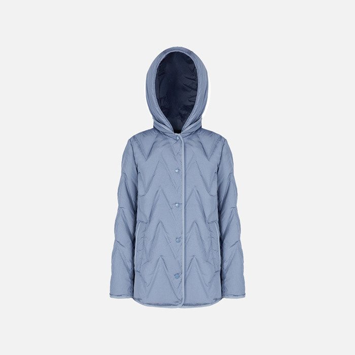 Doudoune courte PLUMMERY FEMME Bleu poussiéreux | GEOX